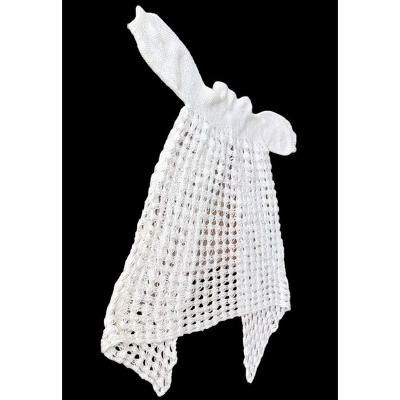 New Hand Crocheted Christening Infant Girl Buttons Long Sleeves Asymmetr… - Picture 8 of 12